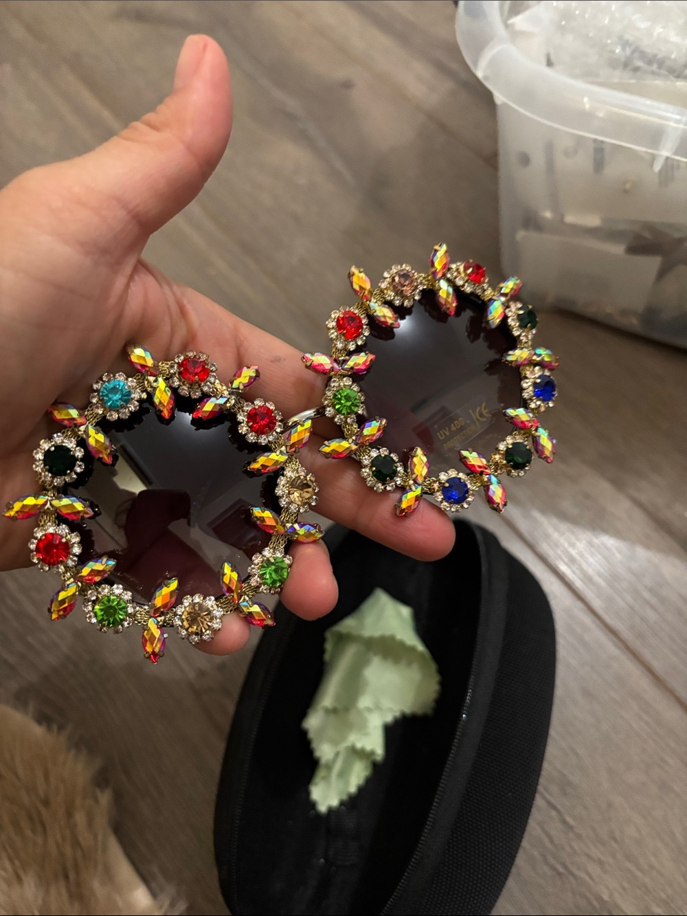Women's Multicolor Jeweled Round Sunglasses - Unbranded